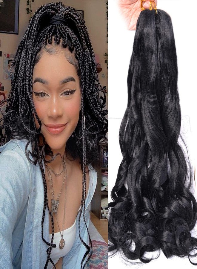 Luoyudu French Curly Braiding Hair 24Inch Loose Wavy 8 Packs #1B Black Bouncy Braiding Hair Extensions 75g/Pack Synthetic French Curl Crochet Hair Extensions（8packs,24Inch) - Image 1